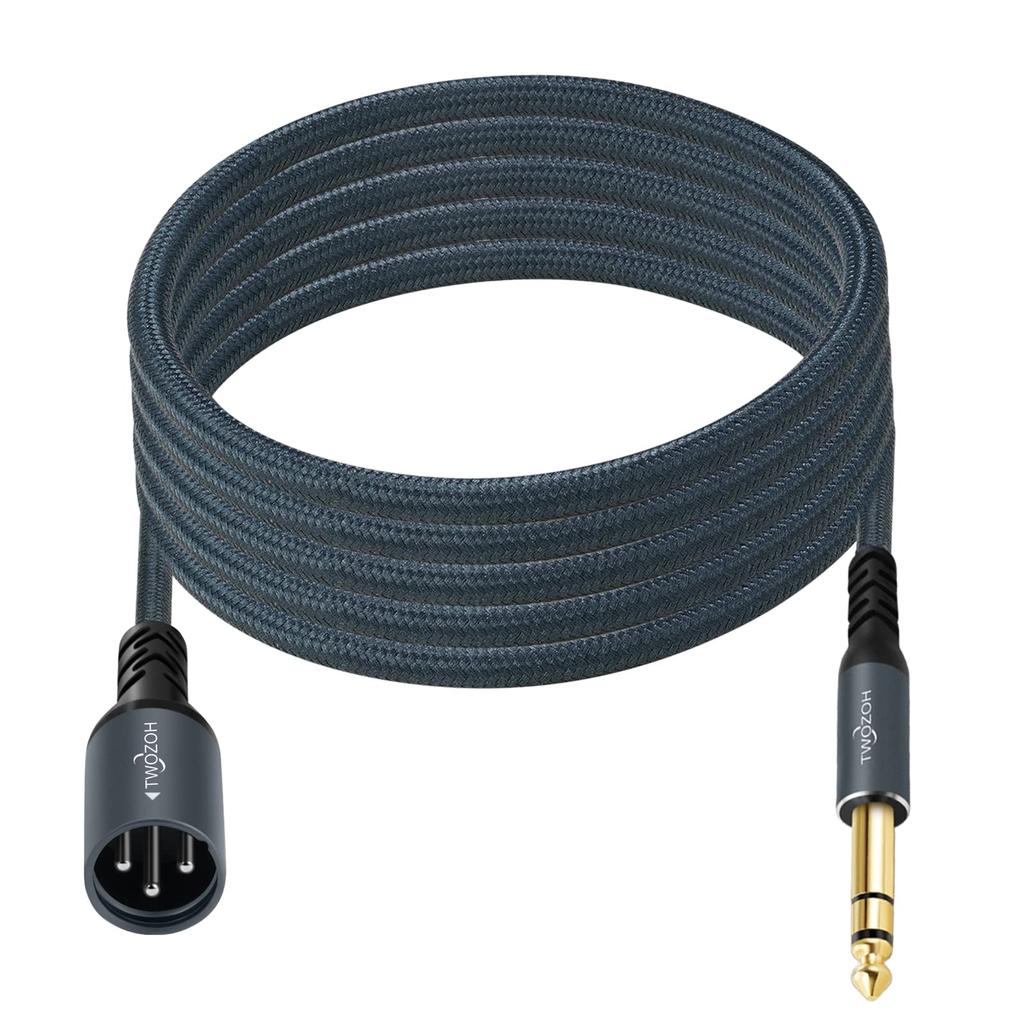 Twozoh Jack 6.35mm To XLR Male 3-Pin Audio Cable, 5M, Braided XLR Male To 14 TRS Stereo Guitar Cable (ProfessionalHifi)