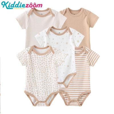 5 шт., летние мягкие хлопковые детские комбинезоны с мультяшным принтом для маленьких мальчиков и девочек, комбинезон, одежда