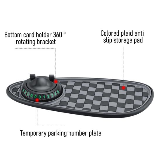 Car Anti Slip Pad Car Phone Holder with Night Glow Number Display Rotatable Dashboard Mount for Most Cars And