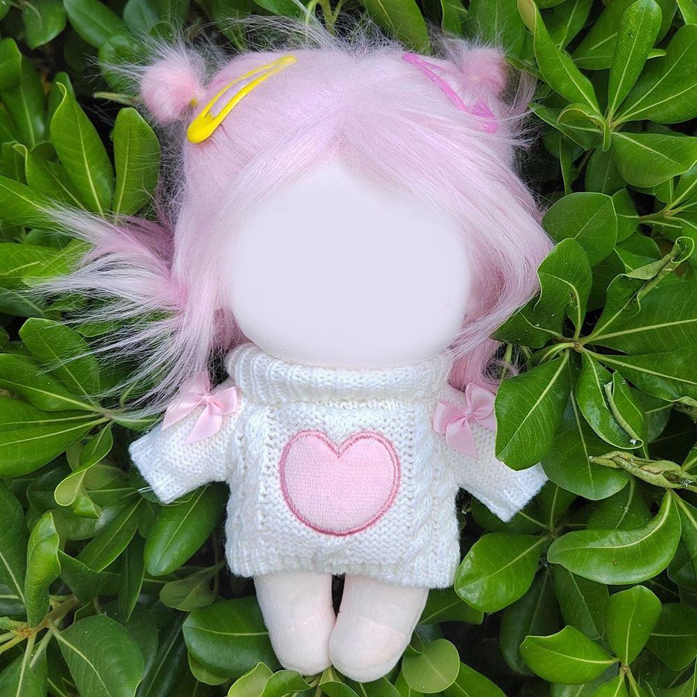Playing House Cotton Stuffed Dolls Bowknot Knitwear Pink Heart Knitting Clothes 20cm Doll Sweater