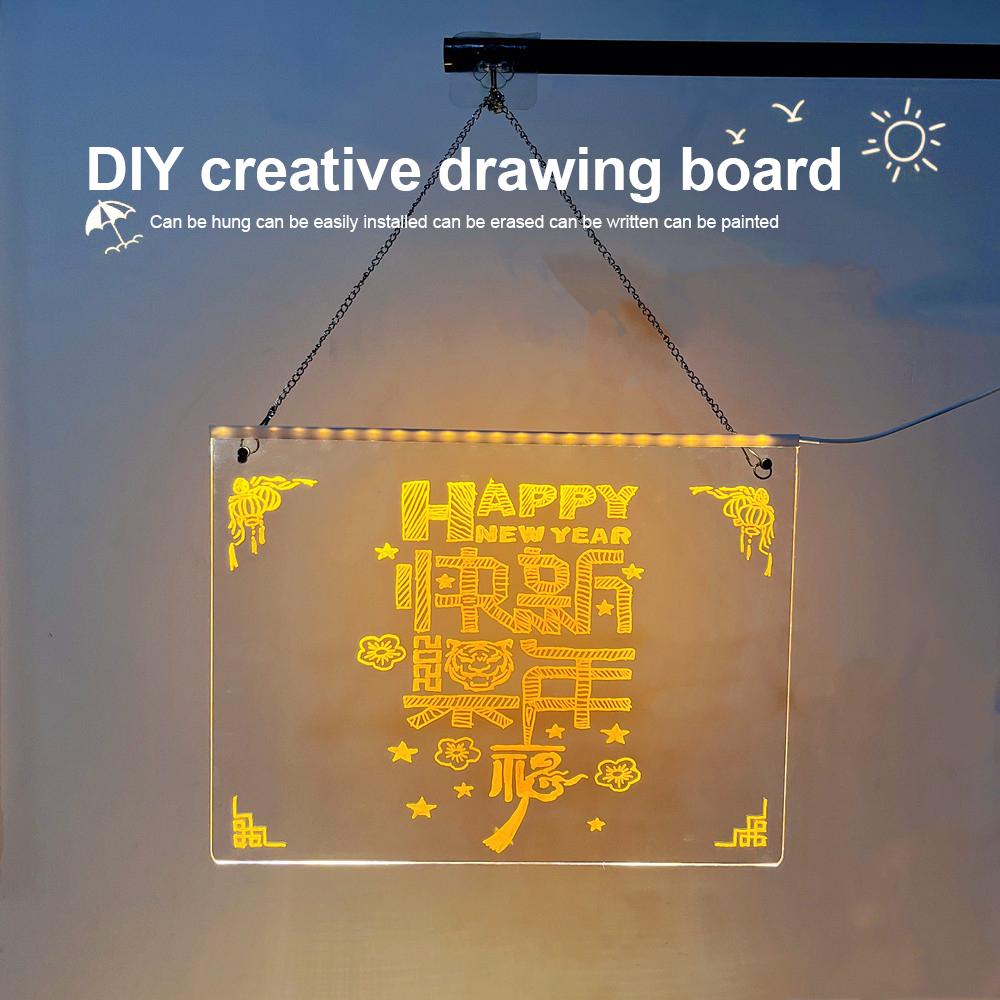 Светодиодная доска для сообщений, ночник, акриловый маркер, доска для сообщений с 7-цветной ручкой для детей, доска для рисования, рождественский подарок