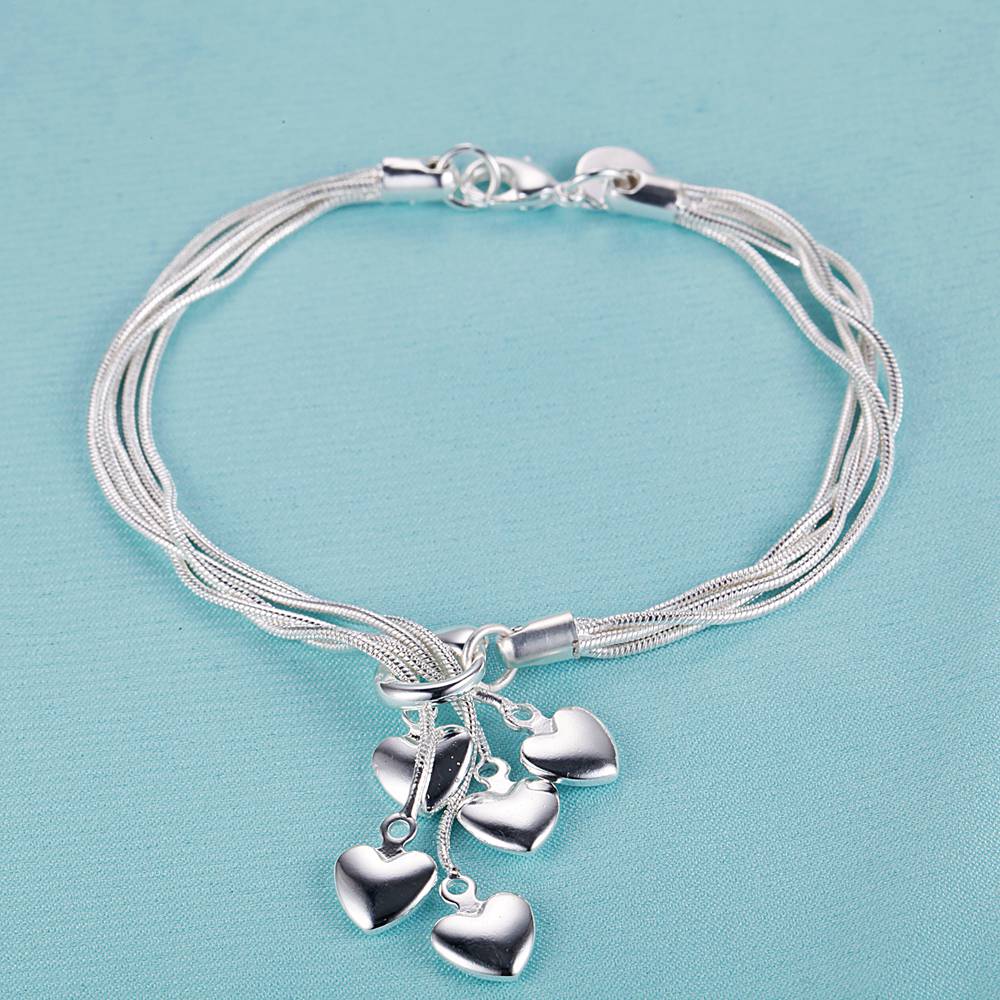 925 Silver Bracelet Heart High Quality Romance Chain For Woman Men Fashion Engagement Party Wedding Jewelry Gift