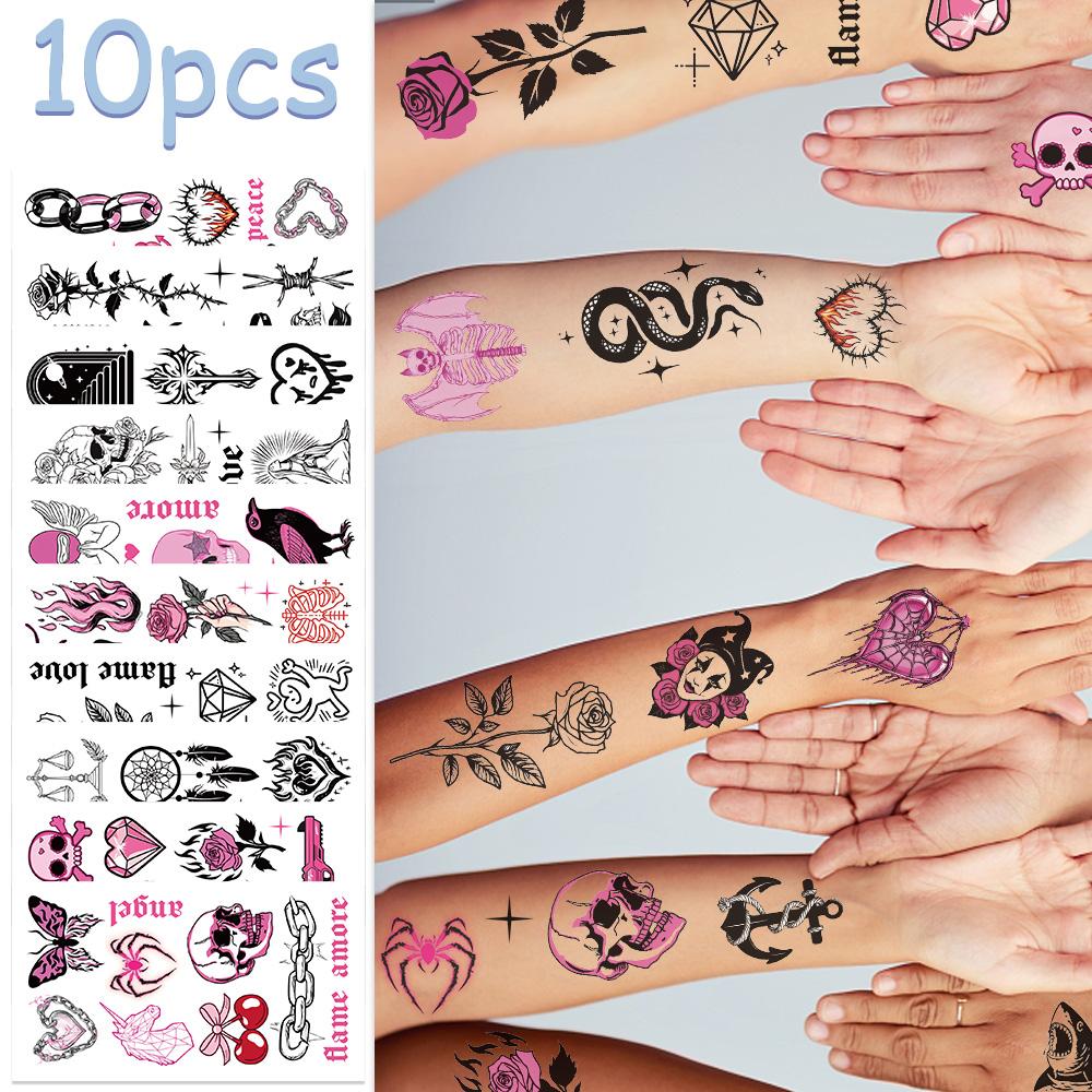 10 листов мультяшных американских наклеек с черепом для рук, лица, тела, временные водонепроницаемые наклейки для татуировок, детские подарки на вечеринку и фестиваль