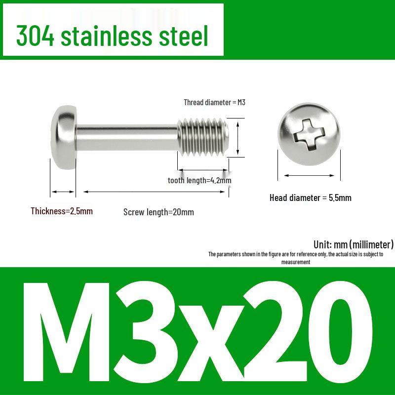 Yigu 304 Stainless Steel Phillips Round Head Captive Screws - M2/M3/M4 Half Thread Pan Head Machine Screws