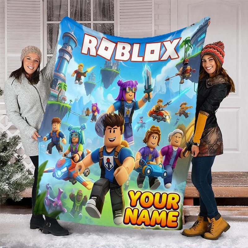 Customiz Name Personality Roblox Blanket Soft&Warm Office Bed Travel Lunch Break Blanket,Gift All Seasons