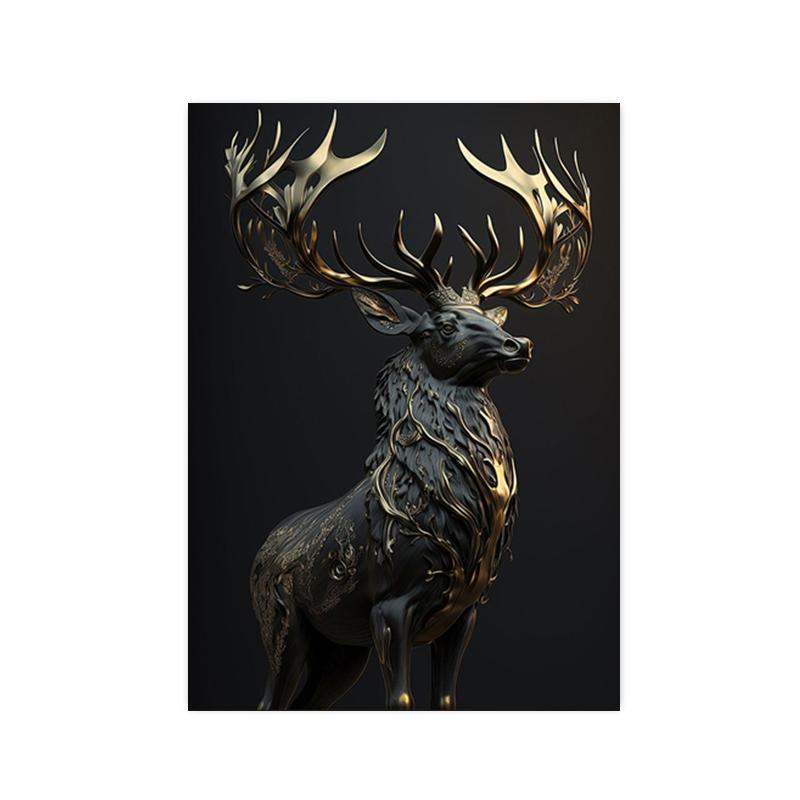 Черное золото животные король горилла лев постеры принты кролик слон холст картины настенное искусство картина для гостиной домашний декор