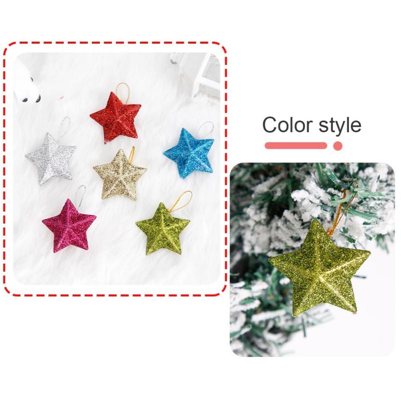 6pcs Star Hanging Ornament Christmas Tree Pentagram Pendant