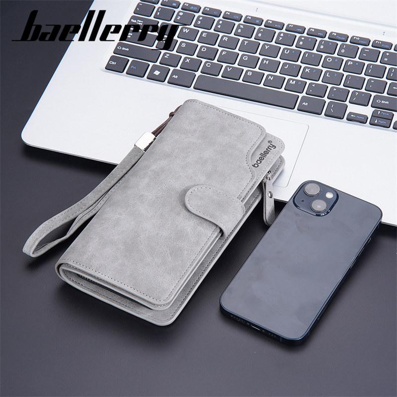 Baellerry Мужские модные длинные кошельки из искусственной кожи, держатель для карт, винтажный дизайн, кошелек на молнии, кошелек для монет