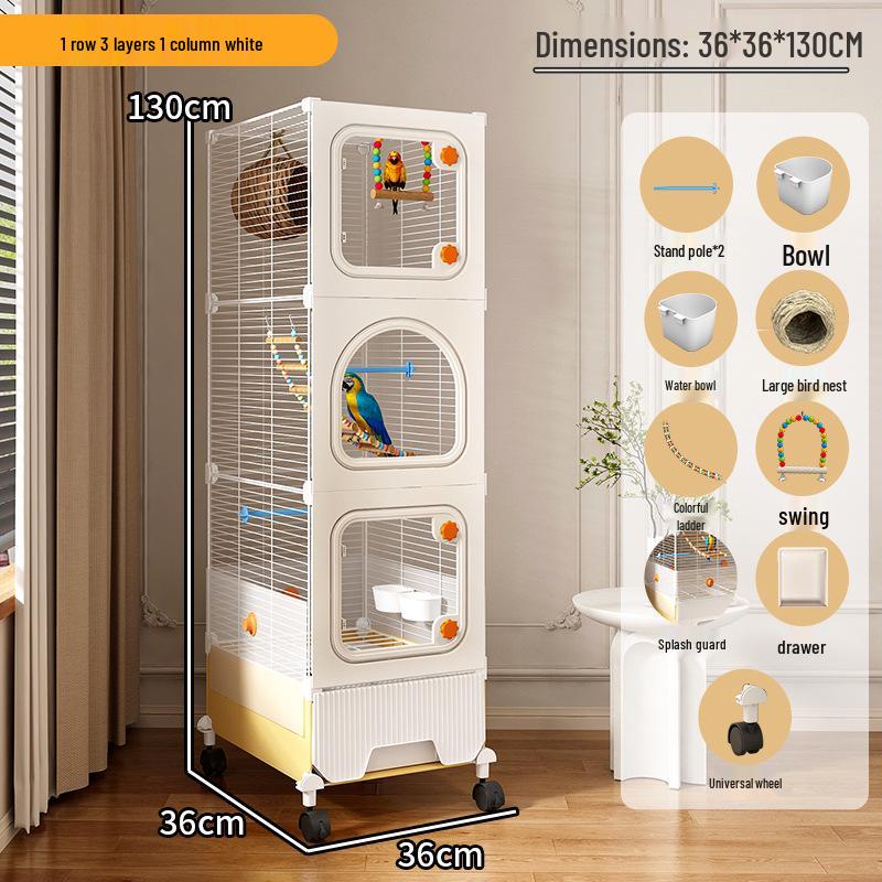 Большая клетка для попугаев Hao Lei De Zhu с защитой от брызг для кореллы, волнистого попугайчика, неразлучника, солнечной конуры