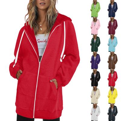 Женские осенние толстовки с капюшоном на молнии, толстовки большого размера, одежда, повседневные куртки с карманами на шнурке, пальто с капюшоном средней длины, мотоциклетные бегуны