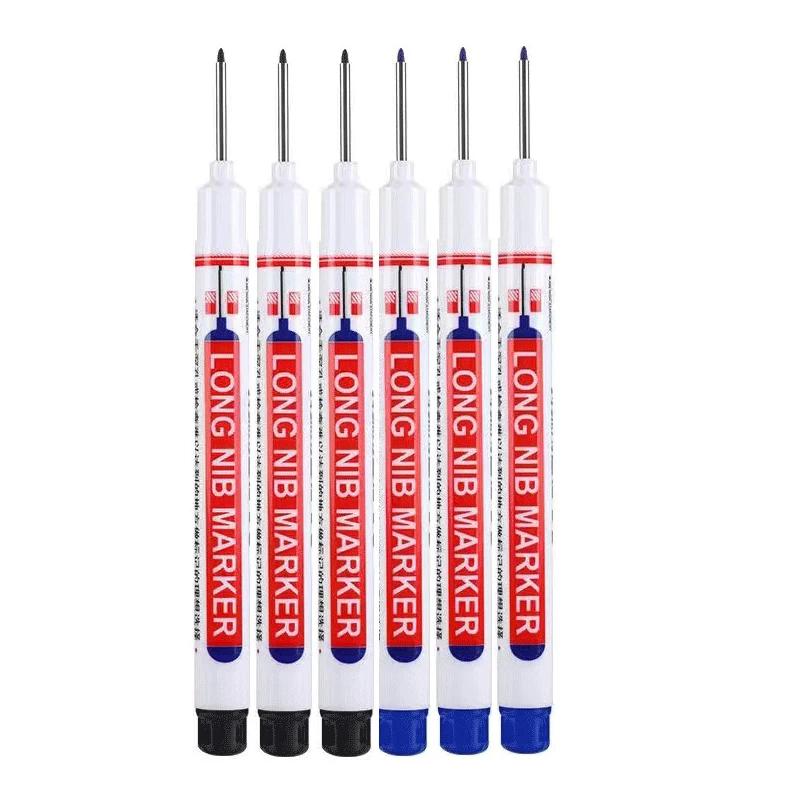 6Pcs/Set 20MM Long Nib Markers Deep Hole Head Four Color Waterproof Marker Pens For Woodworking Metal Marker Tools Art Supplies