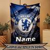 Custom Name Personalized Chelsea Football Club Print Blanket, Home Decor, Bedroom, Sofa, Camping, Couch, Gifts for Birthday Christmas