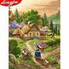 5D Алмазная Картина Пейзаж Украшение Дома Полная Дрель Круглая Художественная Вышивка
