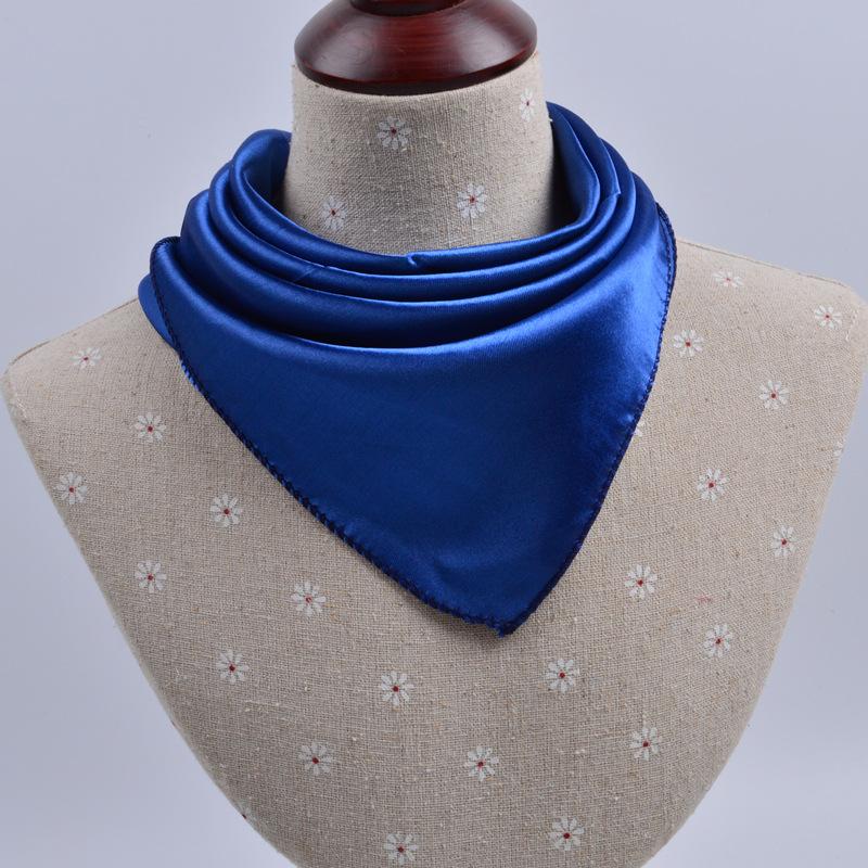 50x50cm Women Solid Square Scarf Single Performance Boy Girl Small Simulation Silk Scarves Flight Attendant Party Gift