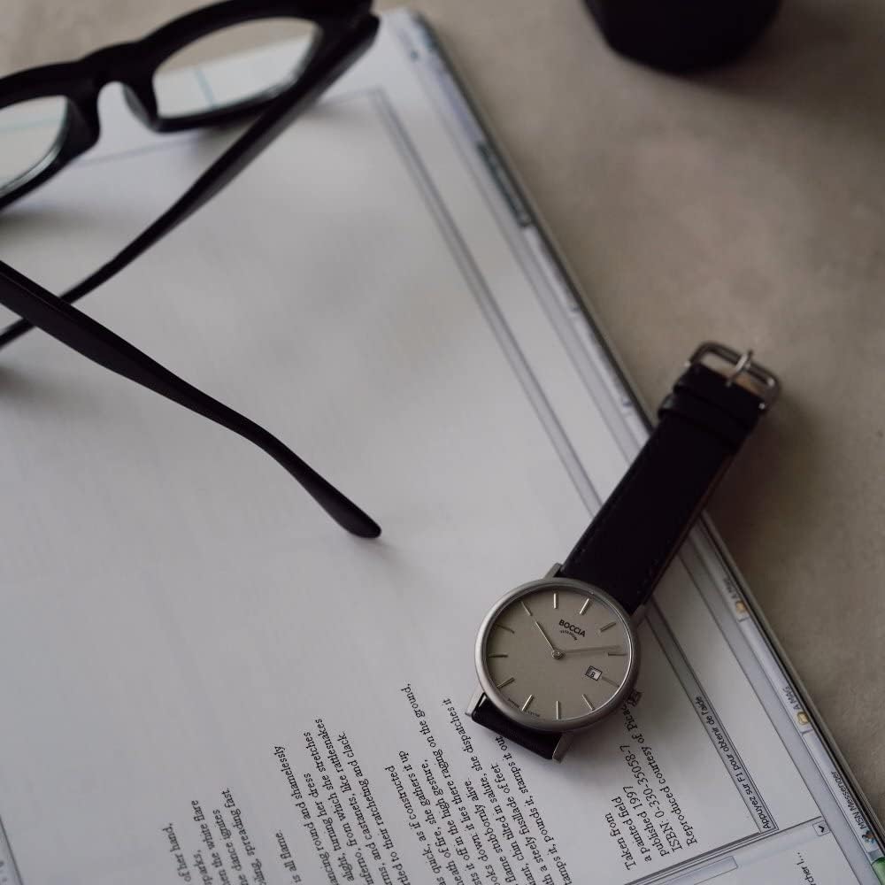 BOCCIA TITANIUM Мужские часы из полностью титана, Гипоаллергенные, Серебристый/Черный, 3637-01 [Официальный японский продукт]