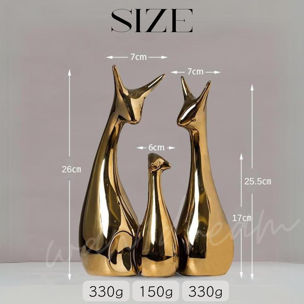 Animal Family Nordic Interior Ceramic Object ((3) Gold)