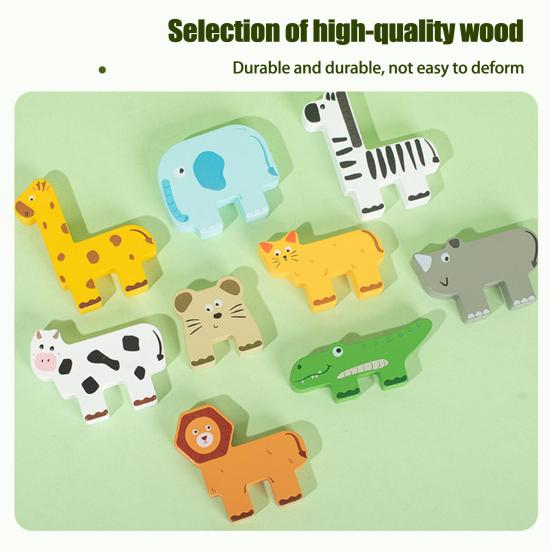 1 набор деревянных блоков для игры в наложение кубиков, игра-головоломка «Животное», «Мини-человек», игра-баланс, для дошкольников, мальчиков и девочек