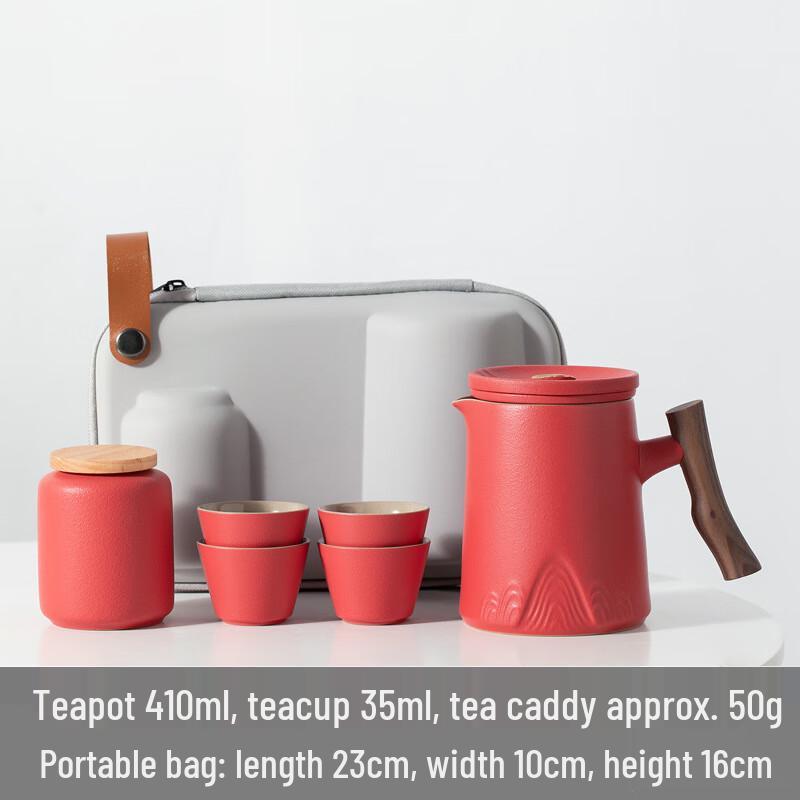 High-End Portable Ceramic Travel Tea Set with Tea Caddy