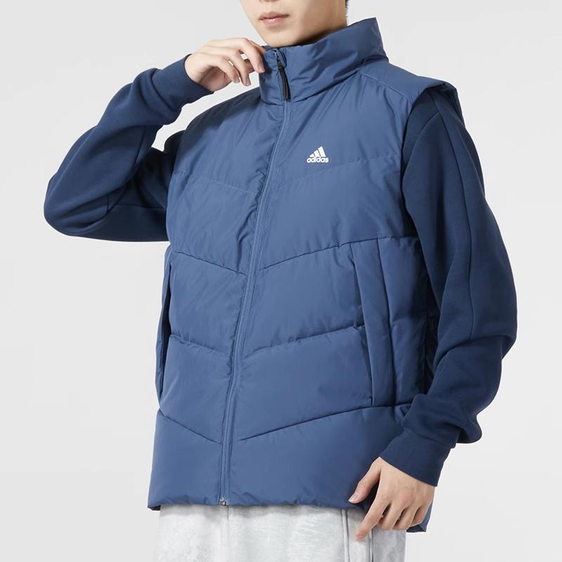 adidas Мужские пуховые жилеты Синие С воротником-стойкой Умеренные IS0370