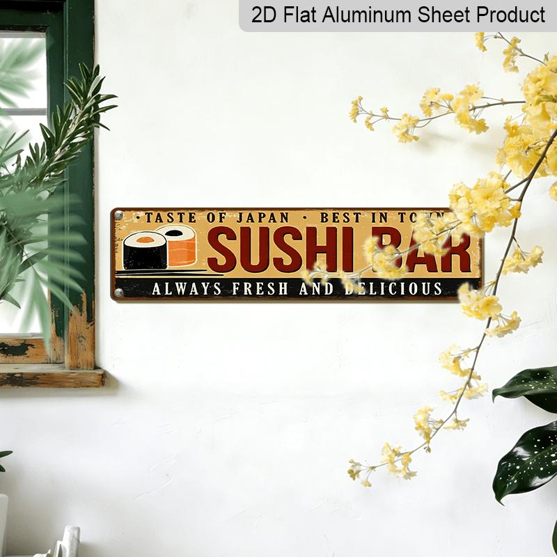 Vintage 2D Flat Sign - Decoration for Sushi Bar "Taste of Japan" & Always Fresh and Delicious - Durable Aluminum Plaque for Japanese Cuisine