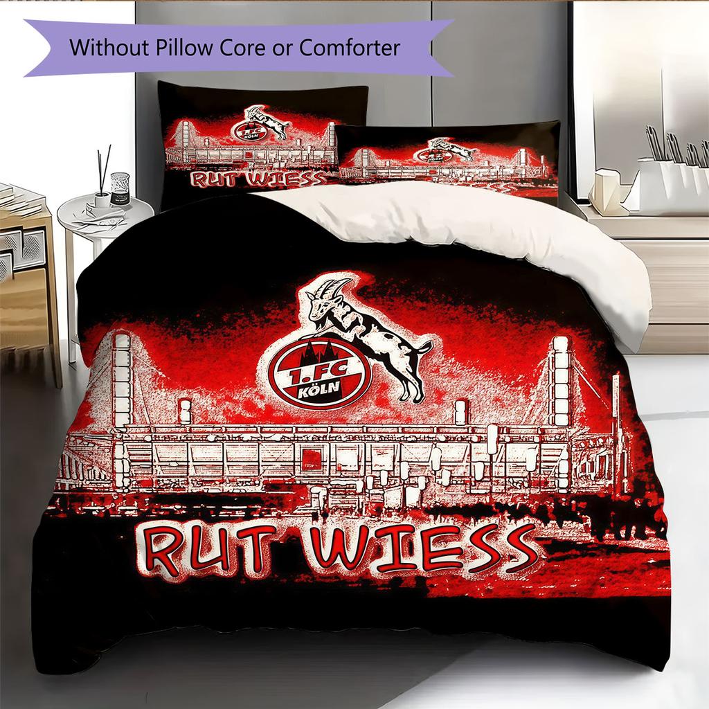 FC Köln Logo Pattern Bedding Home Decoration Birthday Gift ( 1 duvet cover + 2 pillowcase, without core),fan merchandise.