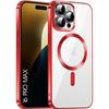 Protective Case - BOOLING - for iPhone 16 Pro Max - Red - Chrome Effect - Magnetic Ring