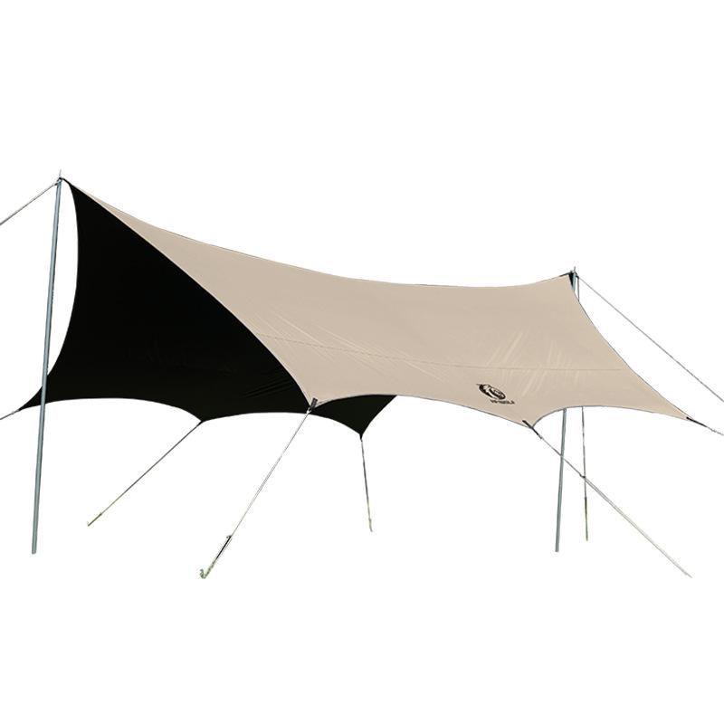 Black Vinyl Outdoor Canopy: Portable, Rainproof, Sun Protective Sunshade for Camping and Beach.