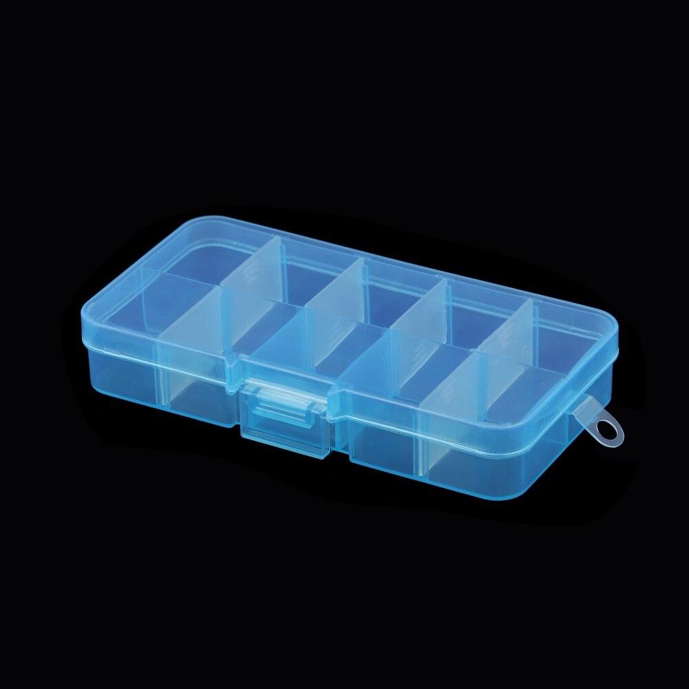 10 Slots Adjustable Plastic Rectangle Transparent Storage Box Craft Organizer Handcraft Jewelry Container