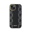 Dkny Leather Checkered Mono Pattern Magsafe - Etui Iphone 15 / 14 / 13 (Czarny)