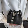 Fashion Women Drawstring Rhinestones Shoulder Bag Luxury Bucket Crossbody Bag