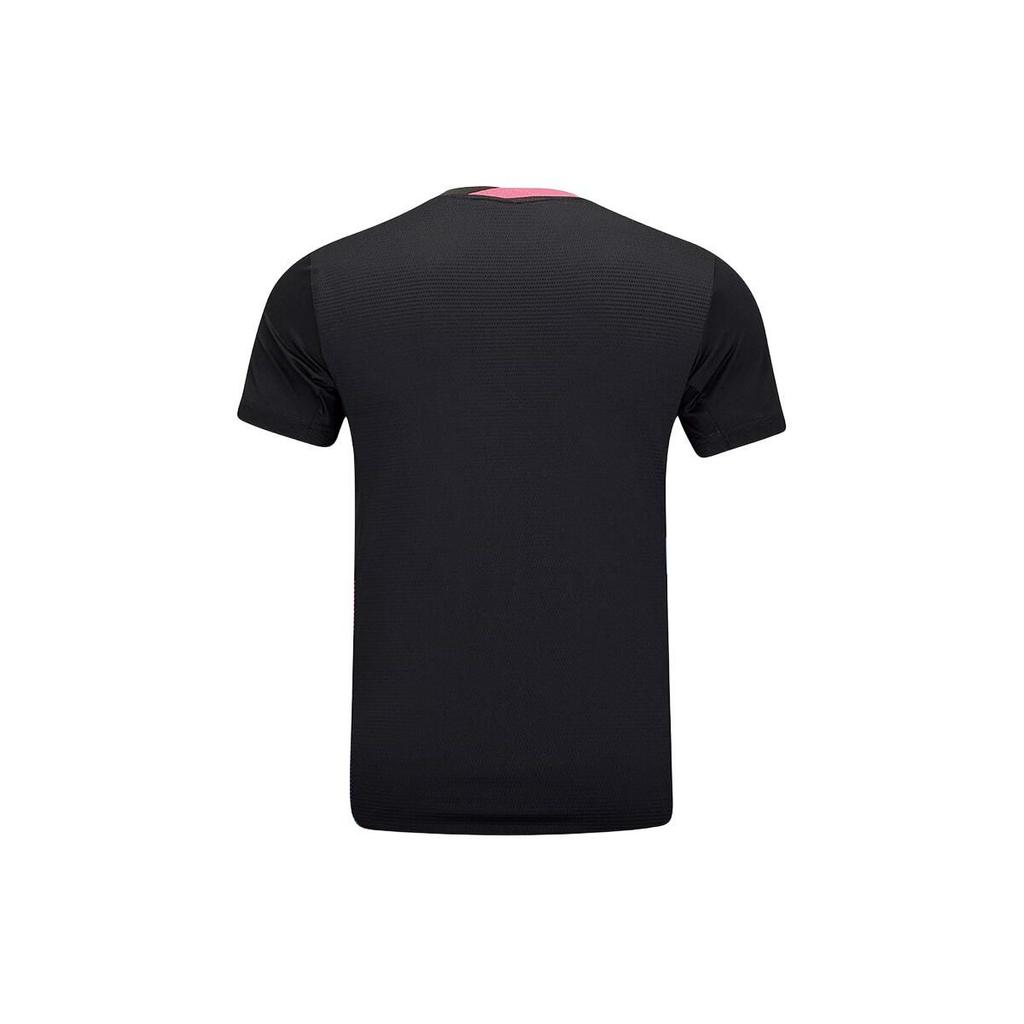 Li-Ning Color Block Breathable Sports Short Sleeve T-Shirt Unisex Tops Black AAYU129-1