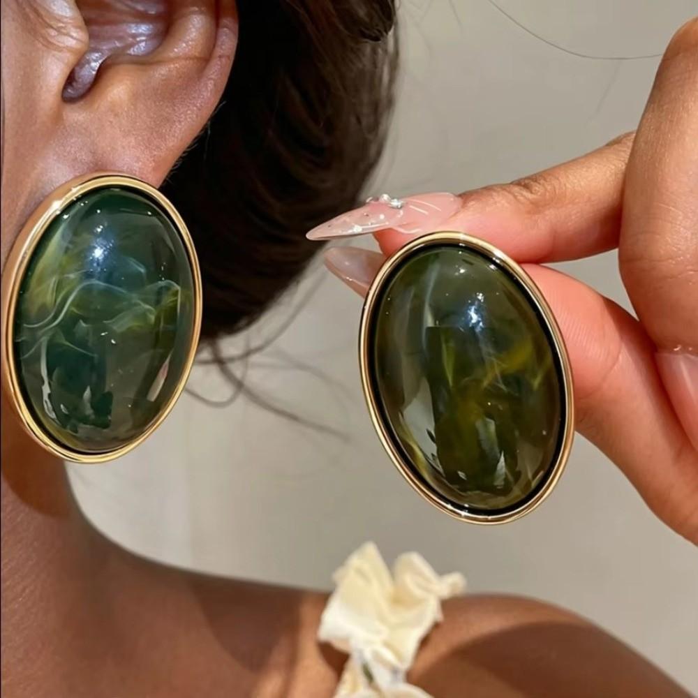 Smooth Surface Oval Stud Earrings Irregular Shape Stud Earrings Women Earrings New Year Gift