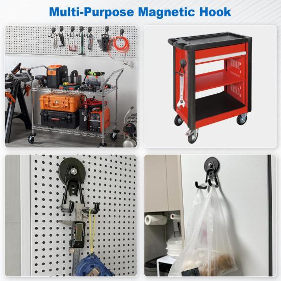 Сверхпрочный магнитный крючок для хозяйственных нужд Сильный Легкая установка Магнит для гаража ПВХ Антискользящее покрытие Крючок для хранения