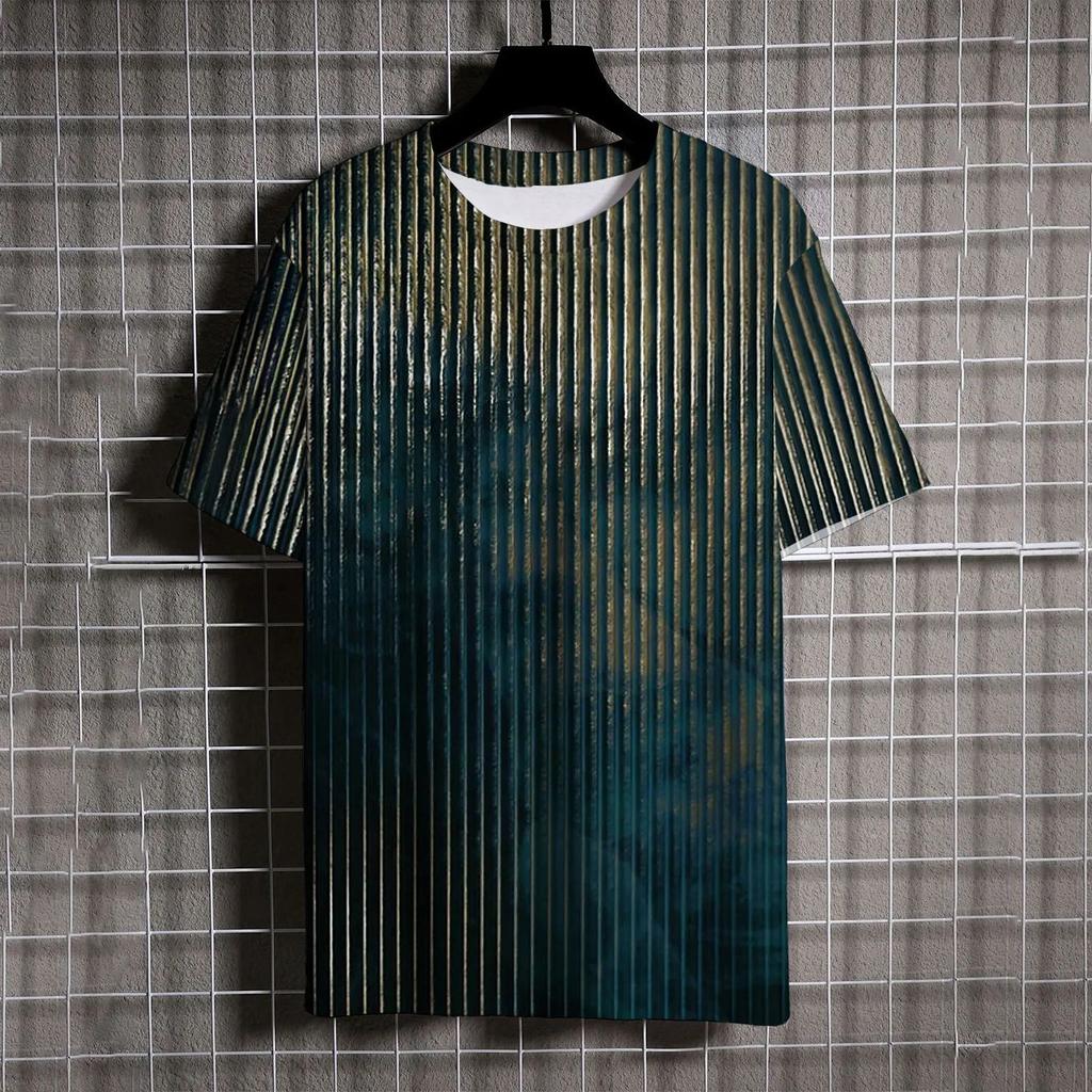 Летняя мужская футболка с коротким рукавом в винтажном полосатом 3D-принте, повседневная уличная одежда с круглым вырезом, топы больших размеров, футболки, размер XXS-6XL