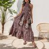 2025 New Elegant Casual Vacation Sleeveless Neck Butterfly Pattern Leopard Print Dress