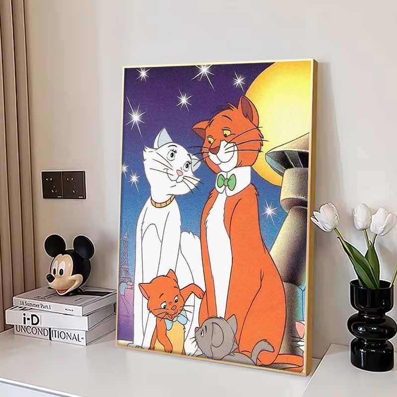 Disney Мультяшная Алмазная Живопись Приключения КотаУютная Парижская Лунная Ночь 5D DIY Арт Набор для Вышивания Крестиком Мозаичная Вышивка Домашний Декор Подарок