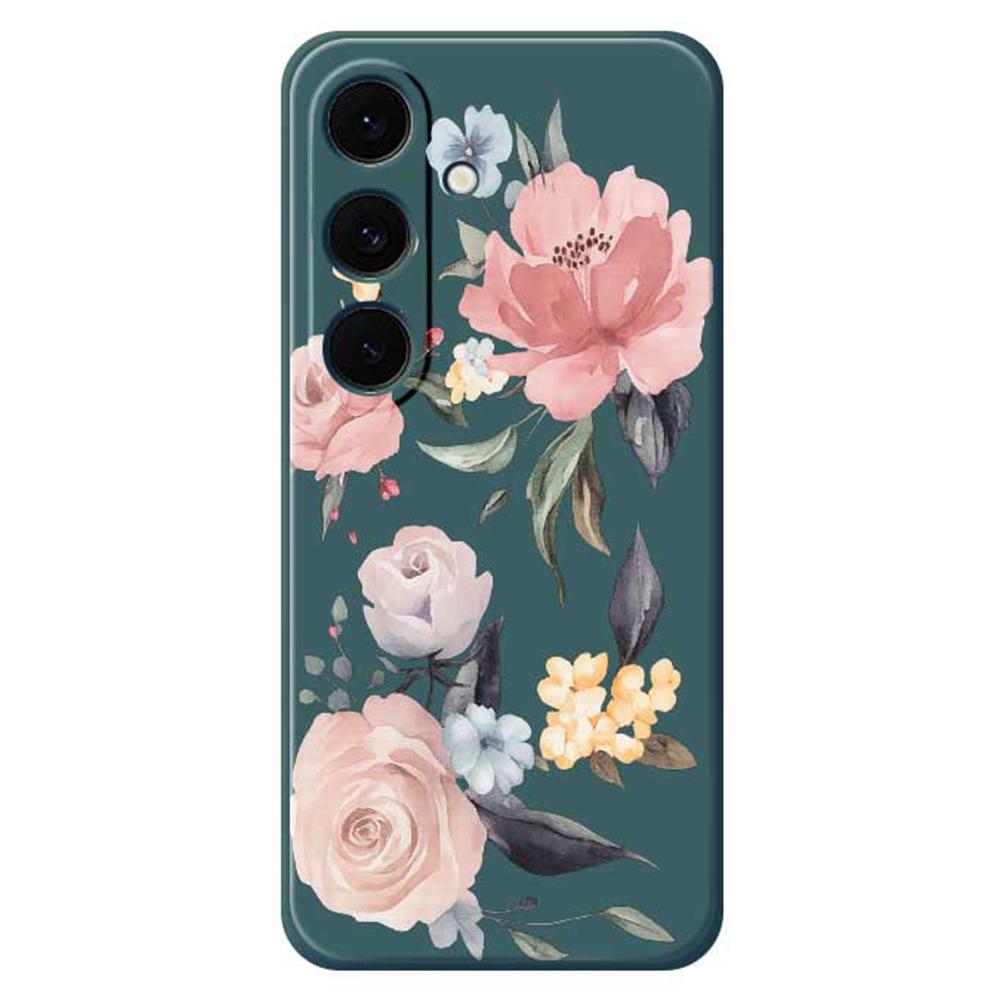 For Samsung Galaxy S25 FE Case Big Flowers Pattern Printing Straight Edge TPU Phone Back Cover