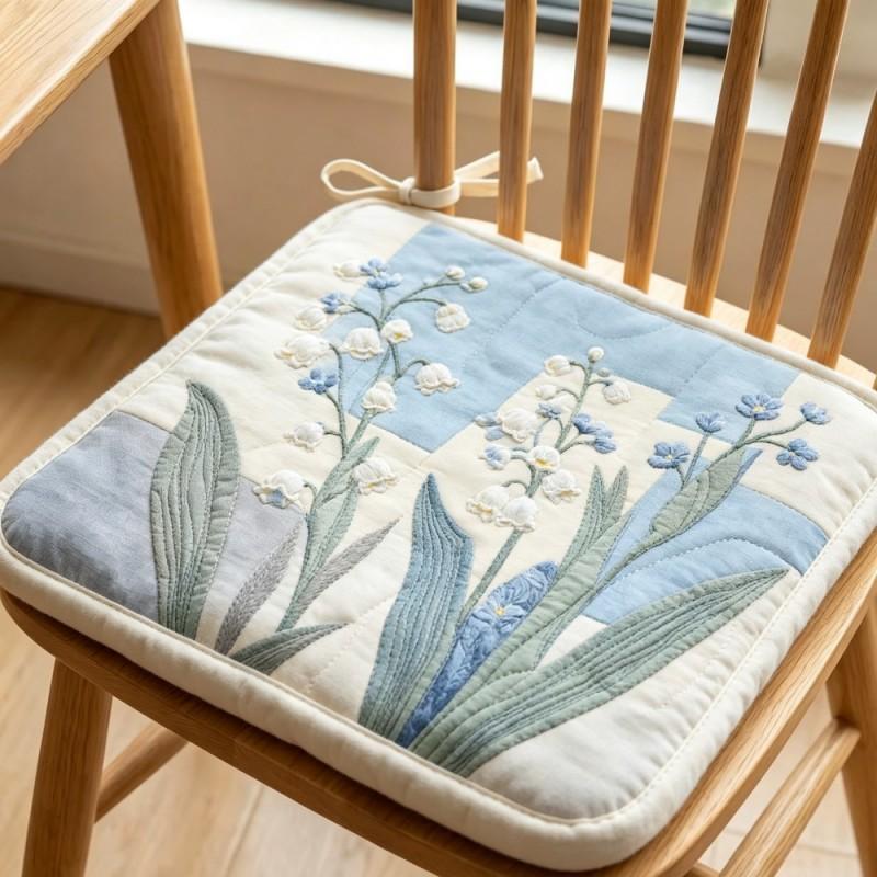 Quilted Printed Chair Cushion Flower Dining Room Living 18in 16in