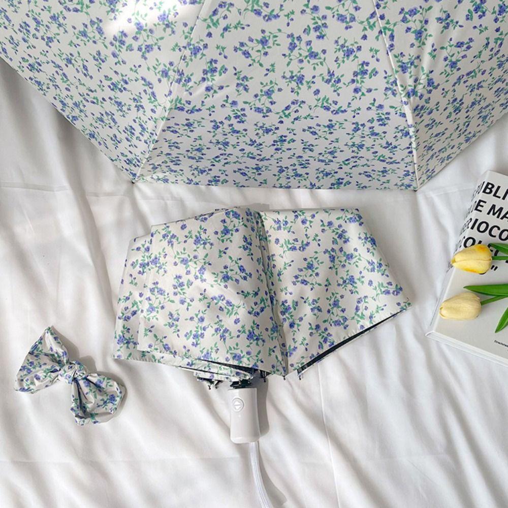 UV Protection Sunshade Umbrella Floral Patterns Dual Use Umbrella Travel