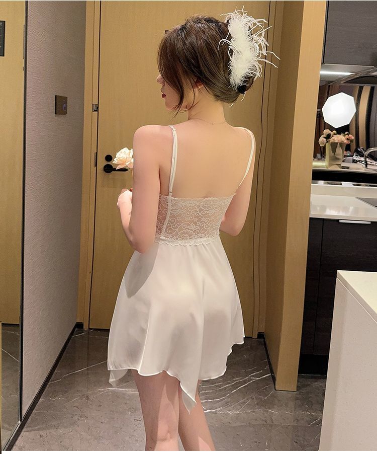 Ночная рубашка с бантом и подкладкой для груди, бабочка, сексуальная пижама с подвязками, комплект из двух предметов для дома