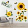 Waterproof 2Pcs Wall Stickers Self Adhesive PVC Wall Floral Sunflower Decal Easy Peel Butterfly Sticker Home Supplies