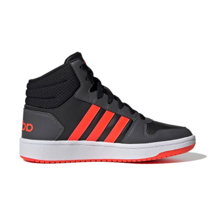 adidas Подростковые кеды Neo Hoops 2.0 Mid K Повседневные Нескользящие Прочные Средние Кроссовки для Скейтбординга Детские Кроссовки Черные Красные GZ7768