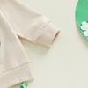 Toddler Girls Irish Day Outfits Clover Embroidery Long Sleeve Sweatshirt and Clover Plaid Elastic Flare Pants Set