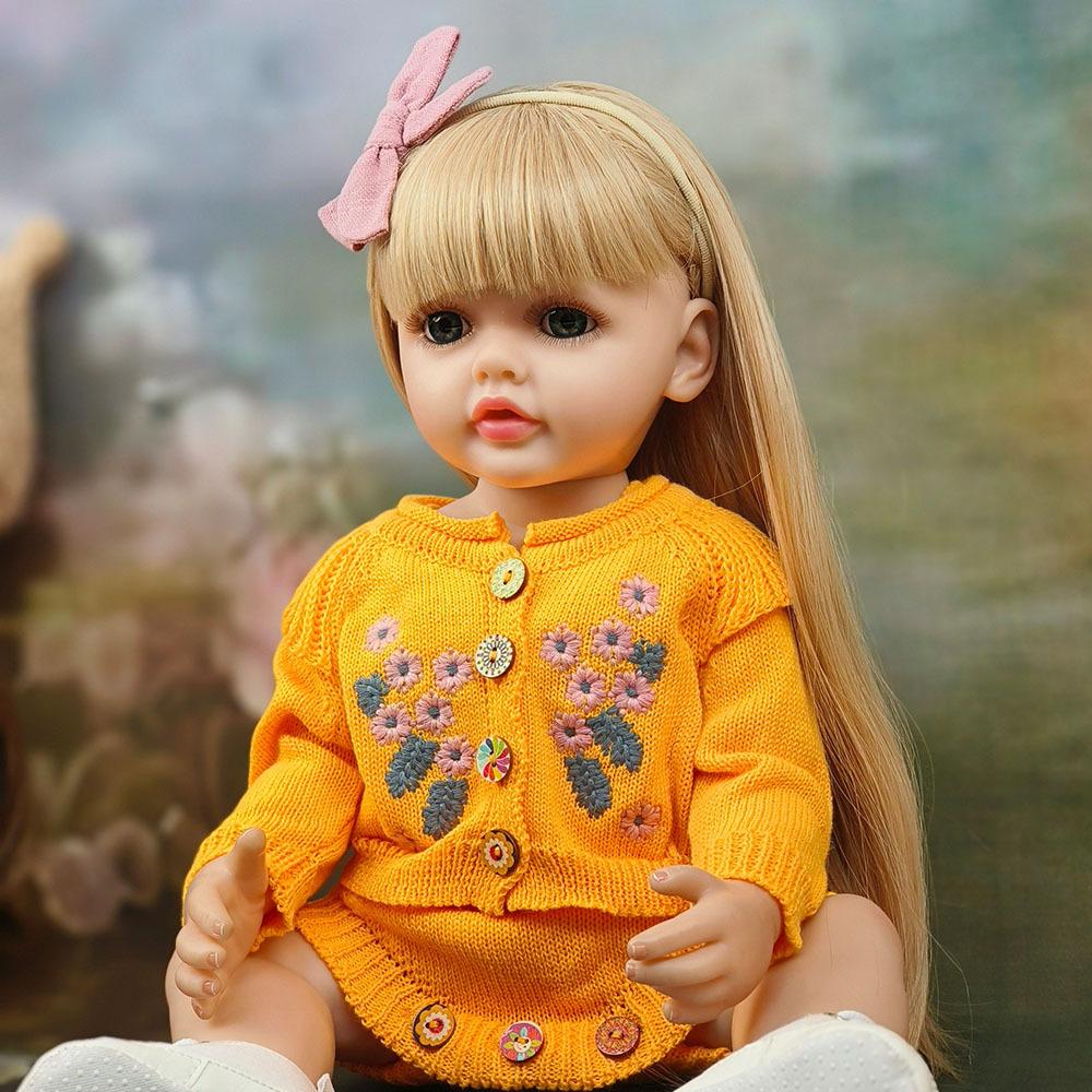 Очаровательная кукла Betty Reborn для детей от 3 лет и старше, 22 дюйма, 55 см, силиконовая, на все тело, с длинными наклеенными волосами, принцесса, реалистичная кукла для новорожденных, игрушки