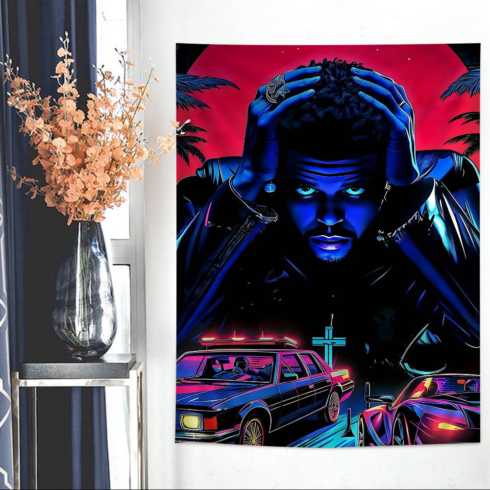 Pop Singer TThe WWeeknd Hippie Wall Hanging Tapestries Art Science Fiction Room Home Decor Kawaii Room Decor