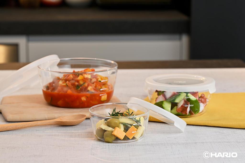 Hario Heat-resistant Glass Storage Container Round 300ml MST-30-TW Set of 6