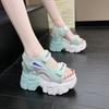 Fashion Fashion Summer Women Platform Sandals Wedges Thick Bottom Casual Mesh Shoes Woman 10.5CM High Heels Comfortable Sandals Sneakers
