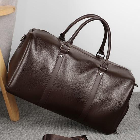 Сумка через плечо, выдерживающая большую нагрузку, прочная строчка, разделение на сухое и влажное, гладкая искусственная кожа, большая вместимость, одноцветная, унисекс, сумка для деловой поездки