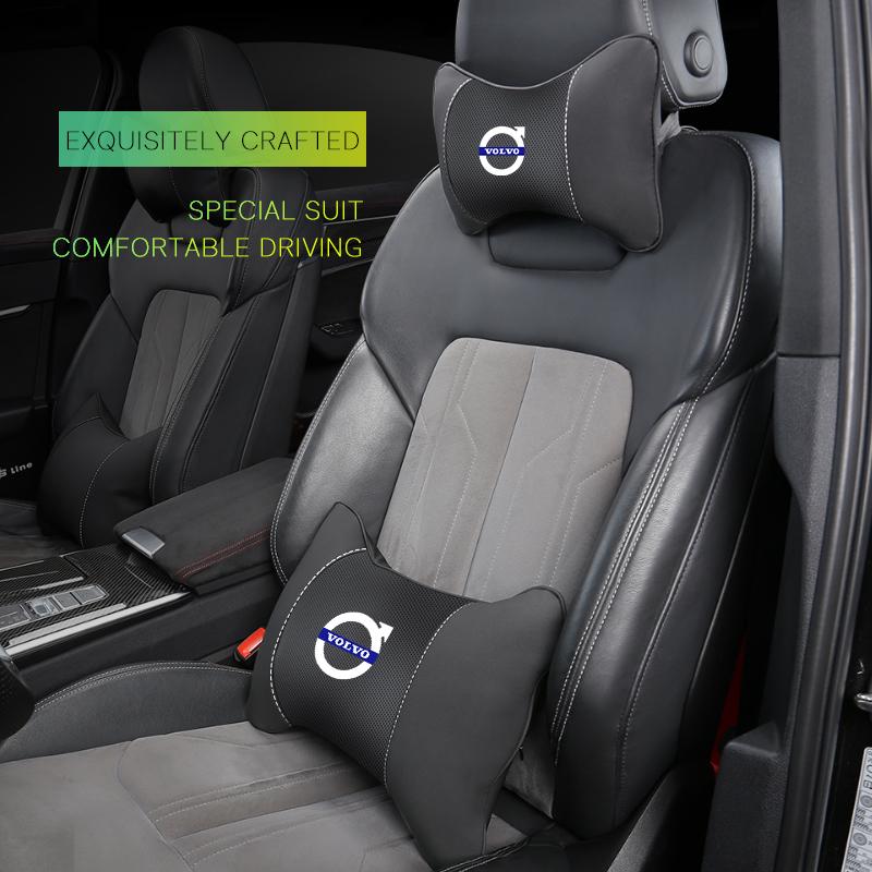 AALC1 Car Headrest Neck Pillow Seat Cushion Lumbar Protective Pad Set For Volvo XC40 XC60 V60 V40 XC90 V50 S60 V70 S90 Olestar AWD S80
