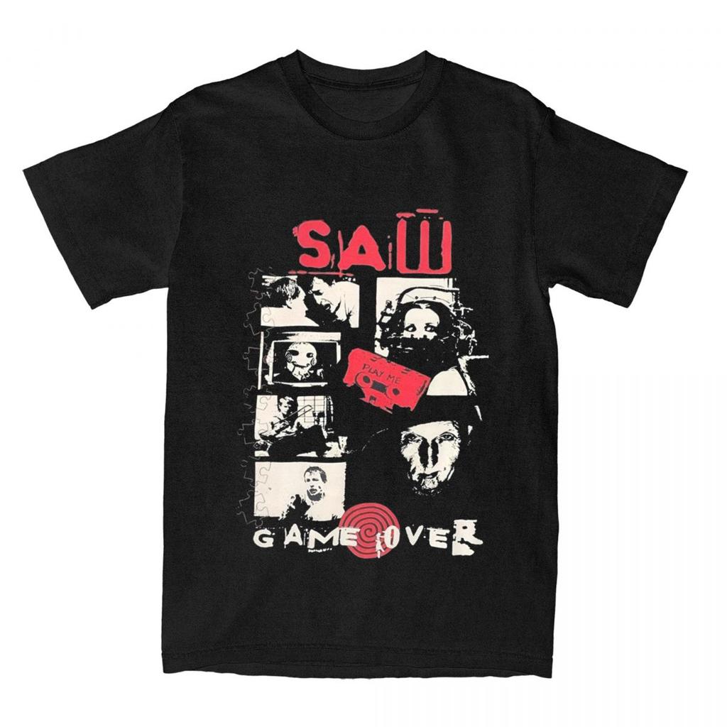 Vintage Saw Jigsaw Game Over Men Women's T Shirts Merch Humor Tees T-Shirt Cotton Plus Size Clothes
